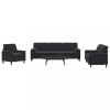 VidaXL Set de canapele cu perne/rulouri, 3 piese, negru, catifea 3278456