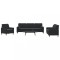 vidaXL Set de canapele cu perne/rulouri, 3 piese, negru, catifea 3278456