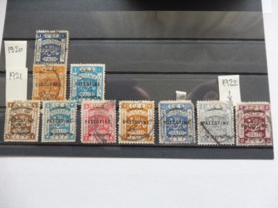 PALESTINA - 1920 - 1922, 10 timbre, Admin. Britanica, supratipar 3 limbi (T54) foto