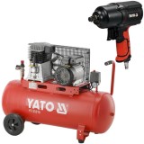 Yato YT-23310 + YT-09544 - Compresor cu ulei 2200 W 100 l 360 l/min 10 bar + Pistol pneumatic 1700 Nm 6.3 bar 198 l/min patrat 1/2 inch