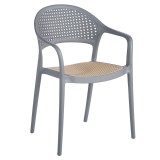 Cumpara ieftin Scaun stivuibil plastic Mobikon gri bej, 57x55x81 cm, pentru interior si exterior