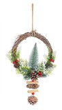 Coronita Craciun din lemn decorata cu brad 23x7x40 cm