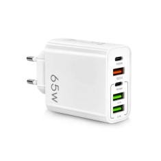 Incarcator retea 3 in 1 Smart 65w, Active, Incarcare rapida PD, QC 3.0, 1 x Type-C 65W, 1 x USB C 20W, 1 x USB QC 18W, 2 x USB A
