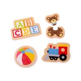 Puzzle din lemn - Jucarii (8 piese) PlayLearn Toys, BigJigs Toys