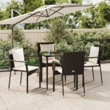 VidaXL Set mobilier de grădină cu perne, 5 piese, negru, poliratan