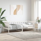 VidaXL Pat de zi fără saltea, alb, 90x200 cm, lemn masiv pin