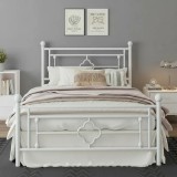 Pat Home Metalic 160x200 cm Nuanta Alb Somiera Inclusa MB26