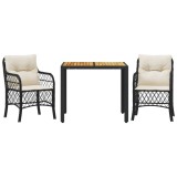 Cumpara ieftin Set bistro cu perne, 3 piese, negru, poliratan