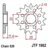 Pinion fata 15 dinti pas lant 520 &ndash; KTM LC4 - EGS - EXC - Duke - SC - SXC 350-400-540-600-620-624-640-690cc, Oem