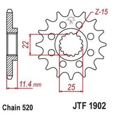 Pinion fata 16 dinti pas lant 520 &ndash; KTM LC4 - EGS - EXC - Duke - SC - SXC 350-400-540-600-620-624-640-690cc