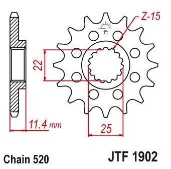 Pinion fata 15 dinti pas lant 520 &amp;ndash; KTM LC4 - EGS - EXC - Duke - SC - SXC 350-400-540-600-620-624-640-690cc foto