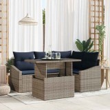 vidaXL Set de canapele pentru grădină cu pernă 5 pcs Gri și bleumarin 3357738