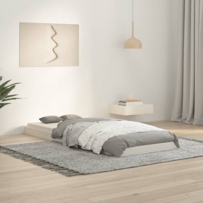 vidaXL Cadru de pat mic Single 2FT6, alb, 75x190 cm, lemn masiv de pin foto