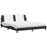 Cumpara ieftin Pat cu saltea, Zadar, alb si negru, 180x200 cm, piele ecologica