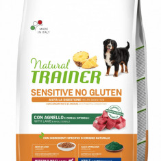 Natural Trainer, Sensitive No Gluten Medium Maxi Adult, Miel si Cereale Integrale, 3 kg