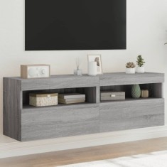 vidaXL Comodă TV de perete cu LED, 2 buc, gri sonoma, 60x30x40 cm foto