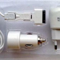 Incarcator retea si auto cu mufe mini, micro USB si Iphone 4, 3GS, 3G foto