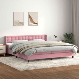 vidaXL Pat box spring cu saltea, roz, 180x210 cm, catifea 3318464
