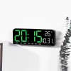 Ceas Digital LED Verde, de Perete/Masa, Calendar, Termometru, Alarma, Snooze, Negru/Alb, 24x9 cm