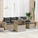 Cumpara ieftin Set canapele de grădină cu perne, 6 piese gri deschis poliratan