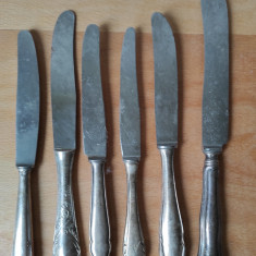 Lot de 6 cutite vechi maner argintat, modele diferite