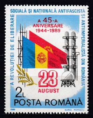 ROMANIA 1989 LP 1223 A 45-A ANIVERSARE A ZILEI DE 23 AUGUST MNH foto