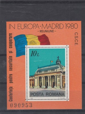 ROMANIA 1980 LP 1018 C.S.C.E. MADRID COLITA DANTELATA MNH foto