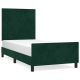 Cumpara ieftin Cadru de pat fara saltea, verde inchis, 100x200 cm, catifea