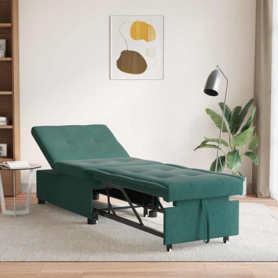 Canapea Pat 3 &amp;icirc;n 1 Design Pull-Out Catifea Verde &amp;Icirc;ntunecată foto