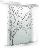 Usa culisanta Boss &reg; Duo model Tree negru, 80+80x215 cm, sticla mata securizata, glisanta in ambele directii, Modern Glass Art