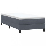 Pat cu arcuri fără saltea Gri &icirc;nchis 90x210 cm catifea