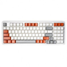 Tastatura Gaming Mecanica Redragon Gloria, iluminare RGB, Red Switch, Cu fir, Layout US (Alb/Portocaliu)