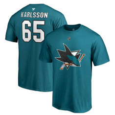 San Jose Sharks tricou de bărbați Erik Karlsson #65 Stack Logo Name &amp; Number - XS