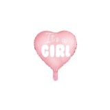 Balon folie forma de inimioara cu inscriptie Its a Girl, roz 48 cm