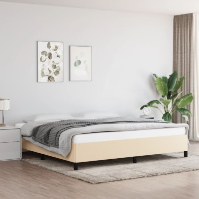 vidaXL Cadru de pat fără saltea, crem, 200x200 cm, textil 347095 foto