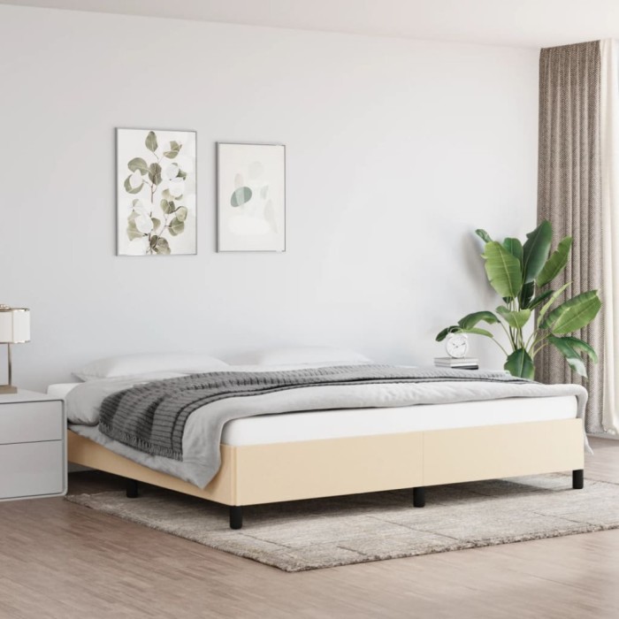 vidaXL Cadru de pat fără saltea, crem, 200x200 cm, textil 347095