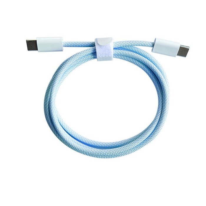 Cablu de Date Universal, Flippy, Incarcare Rapida, Type-C to Type-C Compatibil cu Telefon sau Tableta, Cablu de Incarcare Impletit din Nailon, 1 m, Al