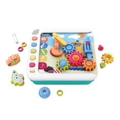 Joc de invatare Montessori, cu sunete si seturi de construit, jucarie creativa 5 in 1, busy board, educativa,