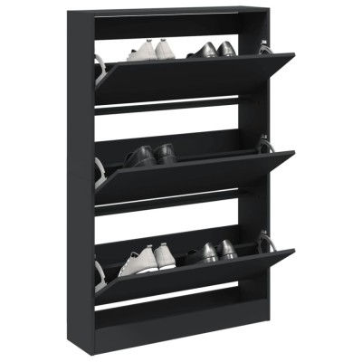 vidaXL Pantofar, negru, 80x21x125,5 cm, lemn compozit foto