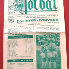 Program meci fotbal FC INTER SIBIU - CORVINUL HUNEDOARA (14.09.1988)