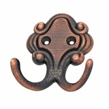 Cuier mobila cu 2 agatatoare, zamac, cuprat antic, pentru baie, dormitor, hol, prindere pe mobila / perete, 494.26.28
