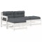 Set mobilier de gradina cu perne, 4 piese, alb, lemn masiv