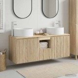 Cumpara ieftin Set dulap baie 3 buc. Stejar Sonoma 129 x 44,5 x 80 cm