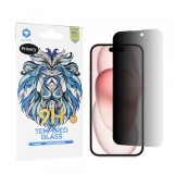 Folie de protectie Ecran Privacy Lito Classic pentru Apple iPhone 15, Sticla Securizata, Full Glue, 2.5D