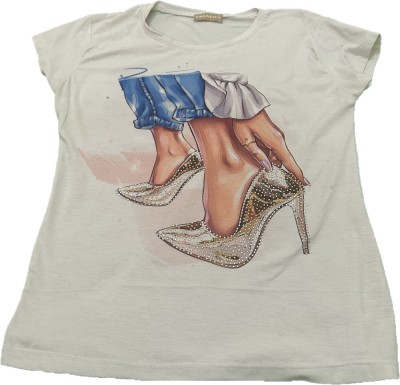 Tricou dama, culoarea alb cu model, marimea L foto
