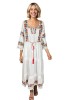 Rochie dama S25 alb/verde , marimea S, Bumbac