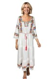 Rochie dama S25 alb/verde , marimea 3XL, Bumbac