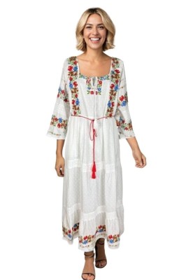 Rochie dama S25 alb/verde , marimea S foto
