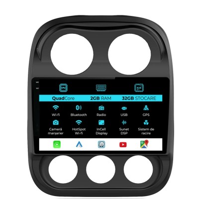 Navigatie Dedicata Jeep Compass (2010-2016), 10Inch, 2Gb Ram, 32Gb Stocare, Carplay foto