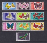 CONGO KINSHASA 1970 FAUNA INSECTE FLUTURI, Nestampilat